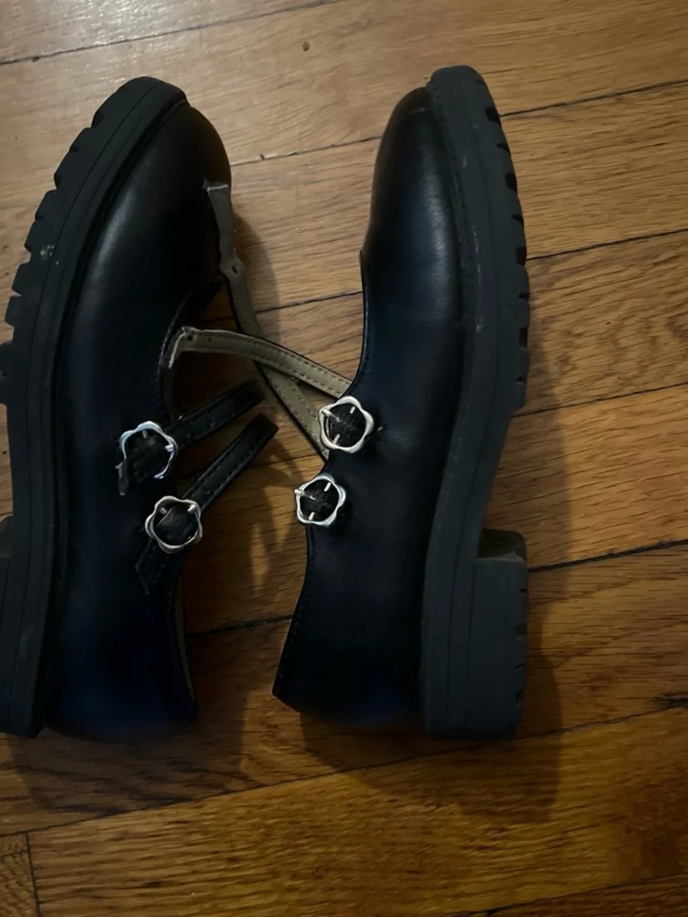 Justice Black Double-Strap Mary Jane Shoes for Kids